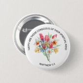 2026 JW Year Text Matthew 5v3 Spring Flowers 缶バッジ (正面&裏面)