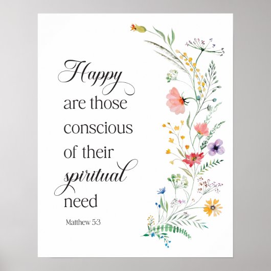 2026 JW Year Text with Spring Flowers Matthew 5:3 ポスター (正面)