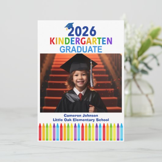 2026 Kindergarten Custom Kids Photo Graduation 案内状 (スタンド正面)