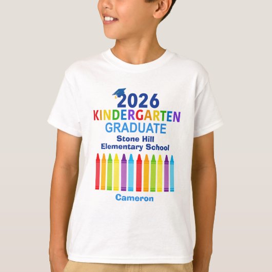 2026 Kindergarten Graduate Cute Crayon Custom Kids Tシャツ (正面)