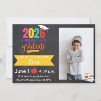 2026 Kindergarten Graduation Invitation with Photo 招待状