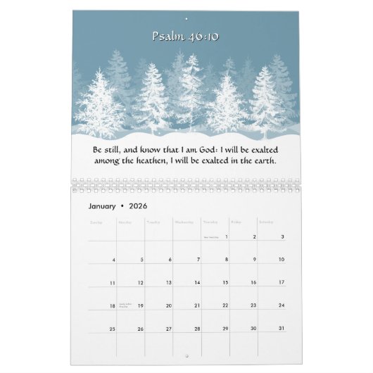 2026 KJV Bible Scripture Three Crosses Inspiration カレンダー (1月 2026)