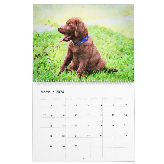 2026 Labrador Retriever Dog Owners Lovers Gift カレンダー (3月 2026)