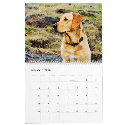2026 Labrador Retriever Dog Owners Lovers Gift カレンダー (1月 2026)