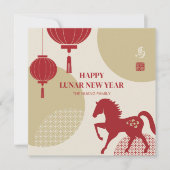 2026 Lantern Horse Chinese New Year Photo Greeting シーズンカード (正面)