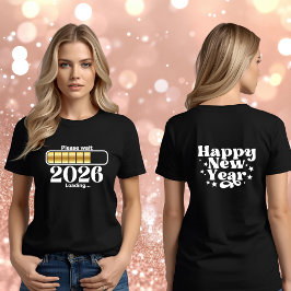 2026 Loading Gold Black Happy New Year Tシャツ
