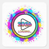 2026 Loading Play Button Sticker スクエアシール (正面)