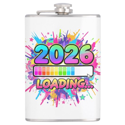 2026 Loading... Progress Bar Sticker フラスク (正面)