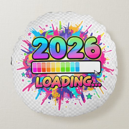 2026 Loading... Progress Bar Sticker ラウンドクッション (正面)