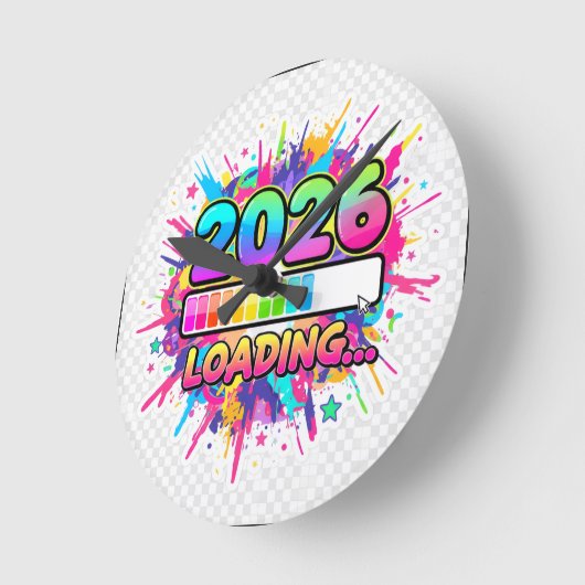 2026 Loading... Progress Bar Sticker ラウンド壁時計 (傾斜)