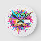 2026 Loading... Progress Bar Sticker ラウンド壁時計 (正面)
