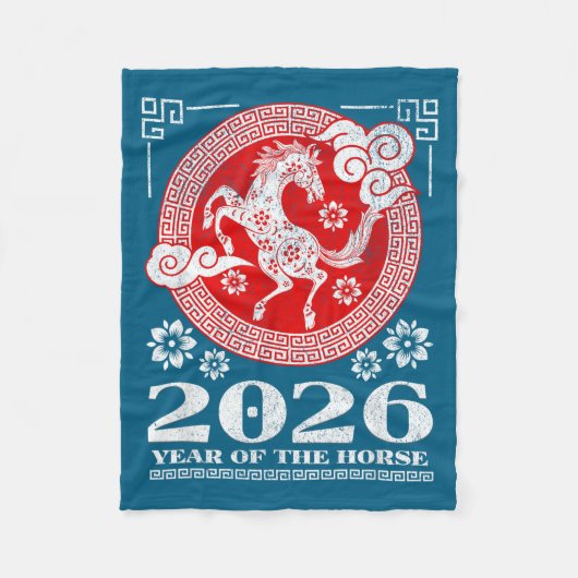 2026 Lunar Chinese New Year Fire Horse  フリースブランケット (正面)