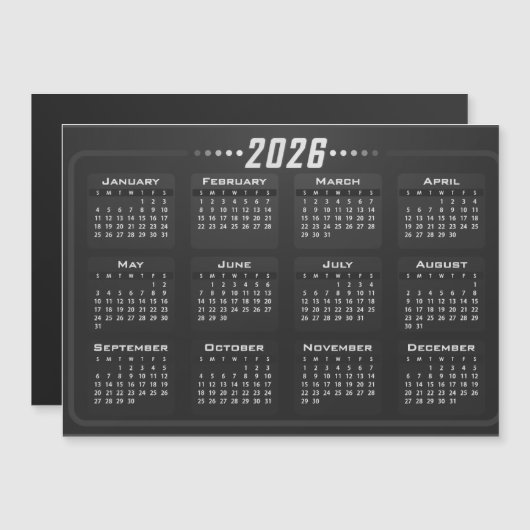 2026 Magnet Calendar Black and White  (正面/裏面)