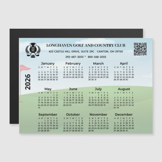 2026 Magnet Calendar Golf Club League Logo QR Code (正面/裏面)