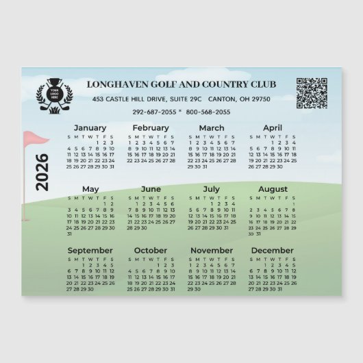 2026 Magnet Calendar Golf Club League Logo QR Code (正面)