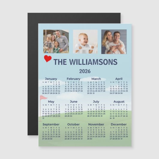 2026 Magnet Photo Calendar Golf Theme (正面/裏面)