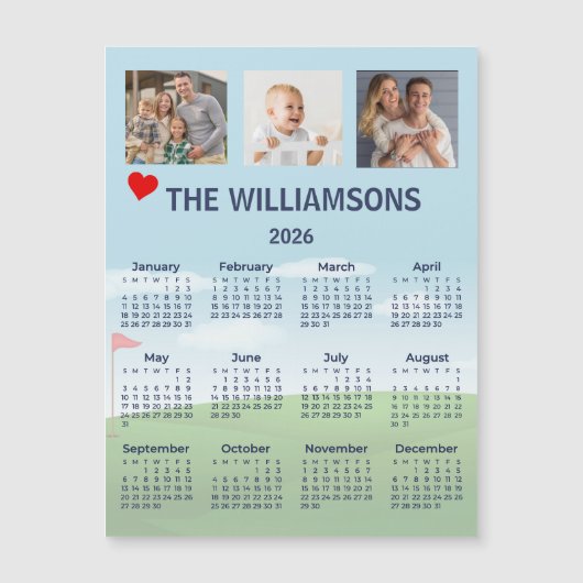 2026 Magnet Photo Calendar Golf Theme (正面)