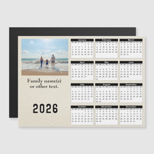 2026 Magnetic Calendar Card personalize with Photo (正面/裏面)