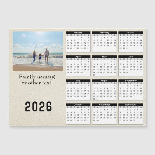 2026 Magnetic Calendar Card personalize with Photo (正面)