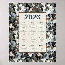 2026 Magnolia Floral Calendar Poster ポスター