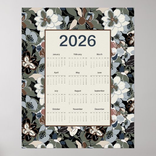 2026 Magnolia Floral Calendar Poster ポスター (正面)