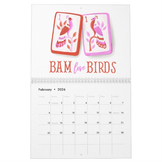 2026 Mahjong Time Wall Calendar カレンダー (2月 2026)