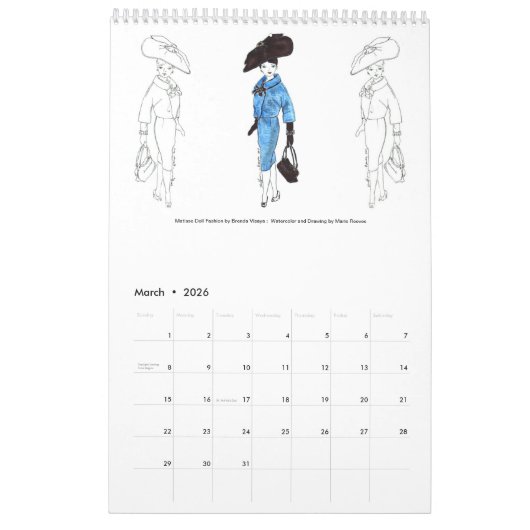 2026 MatisseFashions Illustration Calendar カレンダー (3月 2026)