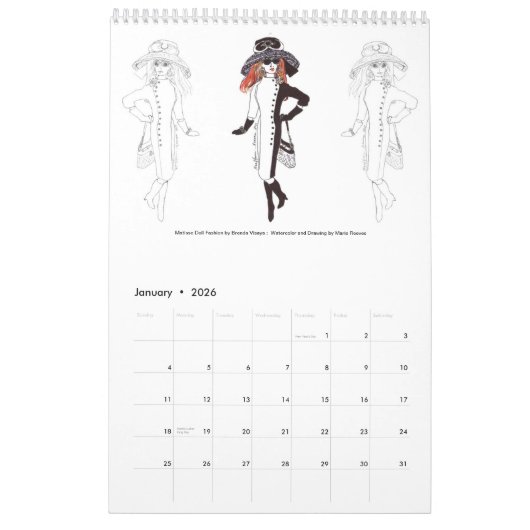 2026 MatisseFashions Illustration Calendar カレンダー (1月 2026)