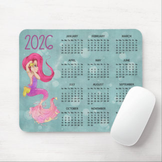2026 Mermaid Desk Calendar Mouse Pad マウスパッド