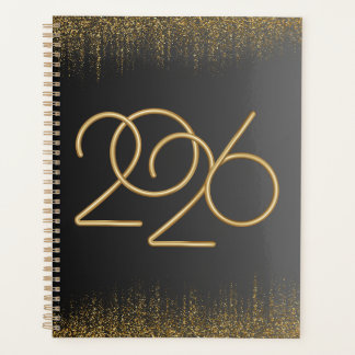 2026 Minimal Black & Gold Planner Cover  プランナー手帳