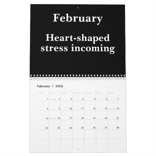 2026 Minimalist Funny Office カレンダー (2月 2026)