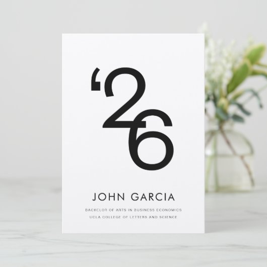 2026 Minimalist Graduation Announcements 招待状 (スタンド正面)