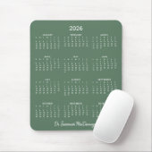 2026 Minimalist Modern Sage Green Desk Calendar マウスパッド (マウス)