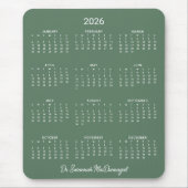 2026 Minimalist Modern Sage Green Desk Calendar マウスパッド (正面)