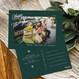 2026 Minimalist Modern Script Green Photo ポストカード