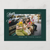 2026 Minimalist Modern Script Green Photo ポストカード (正面)