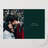 2026 Minimalist Modern Script Green Photo 箔シーズンカード (裏面)