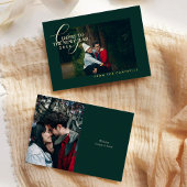 2026 Minimalist Modern Script Green Photo 箔シーズンカード