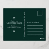 2026 Minimalist Modern Script Green Photo 箔シーズンポストカード (裏面)