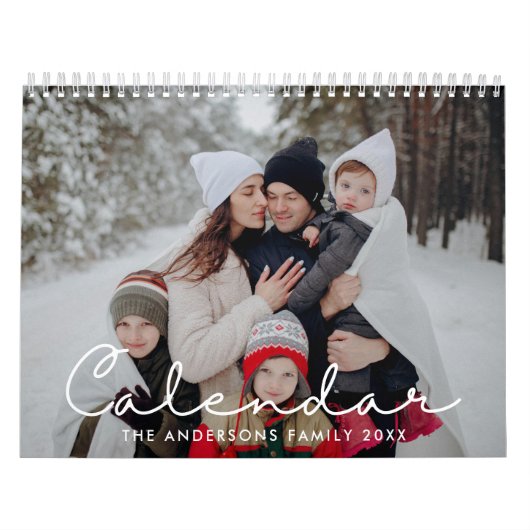 2026 Minimalist Script Custom Photo カレンダー (カバー)