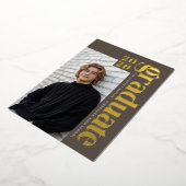 2026 Modern Brown Graduate Photo Graduation Gold 箔招待状 (回転した状態)