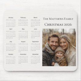 2026 Modern Christmas Photo Calendar マウスパッド