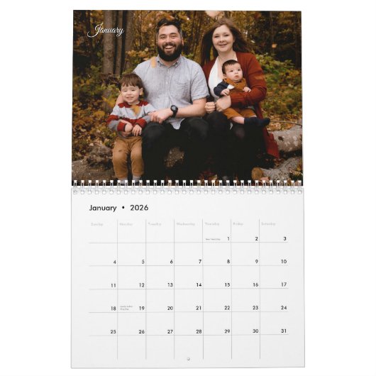 2026 Modern Custom Family Photo Calendar – Create  カレンダー (1月 2026)