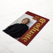 2026 Modern Dark Red Photo Graduation Gold 箔招待状 (回転した状態)