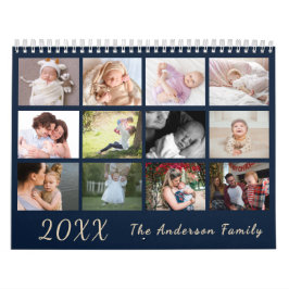 2026 Modern Family Photo Calendar – black & gold カレンダー