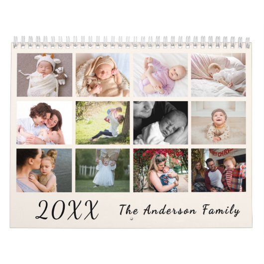 2026 Modern Family Photo Calendar – black & white カレンダー (カバー)