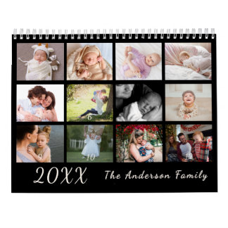 2026 Modern Family Photo Calendar – black & white カレンダー