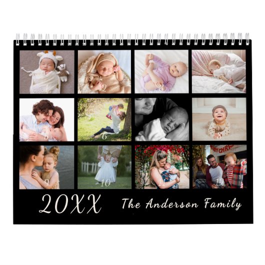 2026 Modern Family Photo Calendar – black & white カレンダー (裏面)