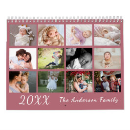 2026 Modern Family Photo Calendar – Pink カレンダー