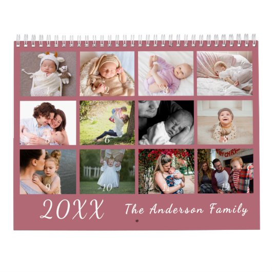 2026 Modern Family Photo Calendar – Pink カレンダー (裏面)